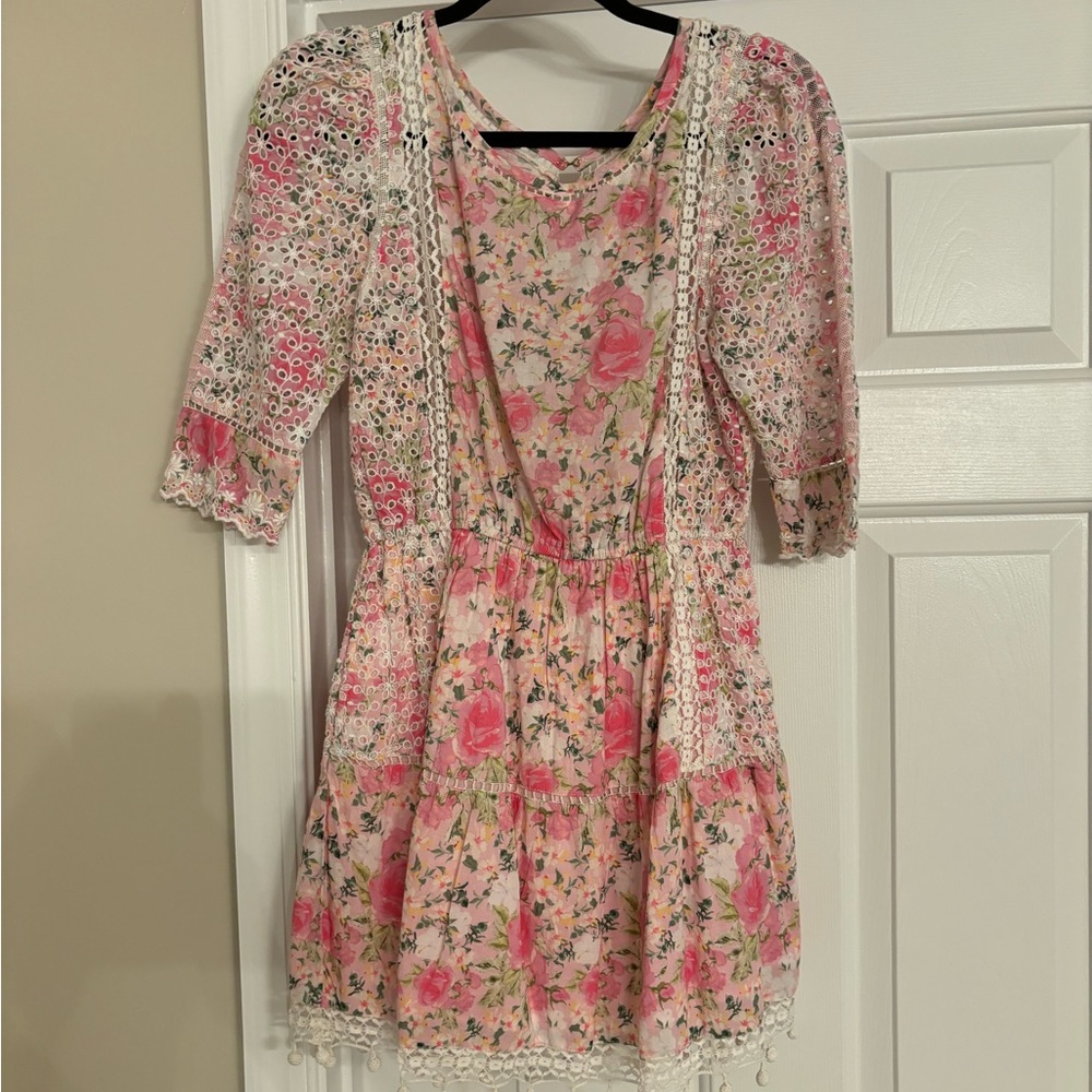 LoveShackFancy Novalie Dress Magenta Flower Fields NWT - Picture 4 of 6
